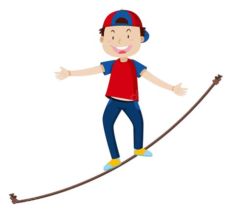 Tightrope Walking On White Background Background Rope Young Vector ...