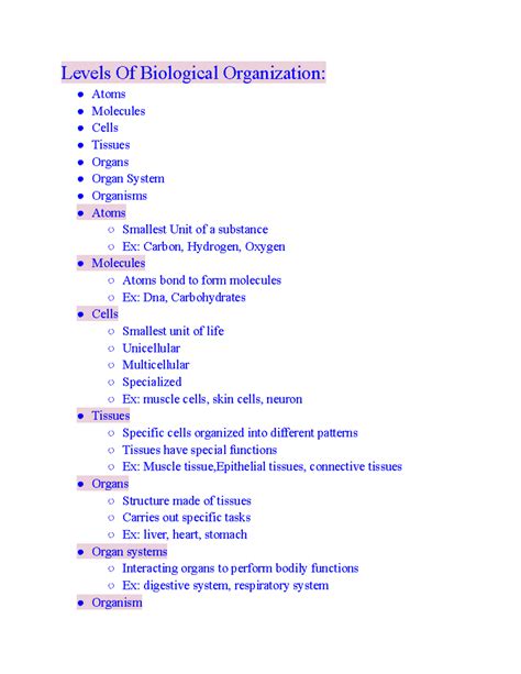 Organization of Organism Pic 的图像结果