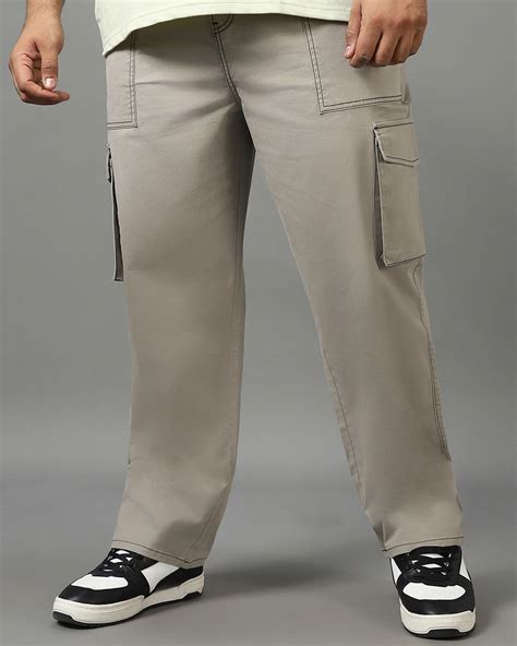 Buy Men's Grey Baggy Oversized Plus Size Cargo Pants Online at Bewakoof