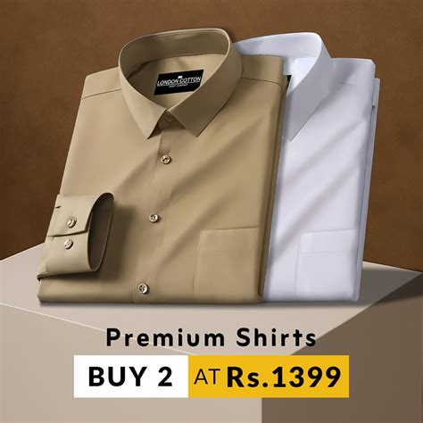 Pack of 2 Premium Cotton Solid Shirt for Man (Skin, White) – London Cotton