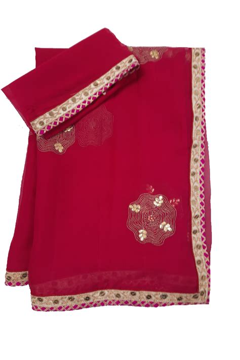 Pure Chiffon Saree with Gota Patti handwork and Fancy Buties – KANHASAREE