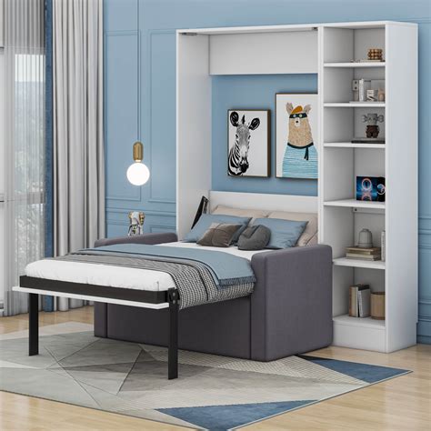 Cosmic Twin Size Murphy Bed Wall Bed with Sofa,with Shelves | Wayfair