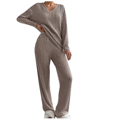 Diufon Fall Knit Lounge Suits for Women Comfortable Long Sleeve V-Neck ...