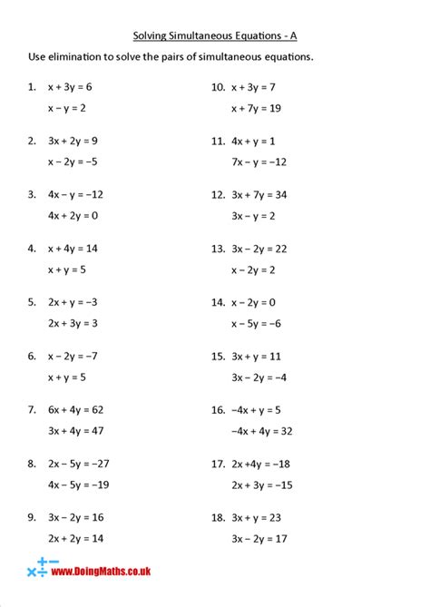 Simultaneous Equations a Level 的图像结果