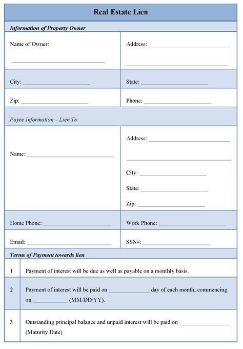 Real Estate Lien Form - Editable Forms
