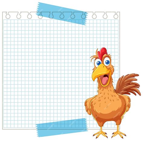 El pollo alegre con el fondo del bloc de notas | Vector Premium