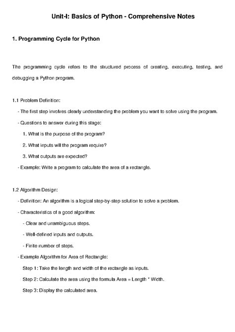 Unit I Basics of Python Full Notes - Unit-I: Basics of Python ...