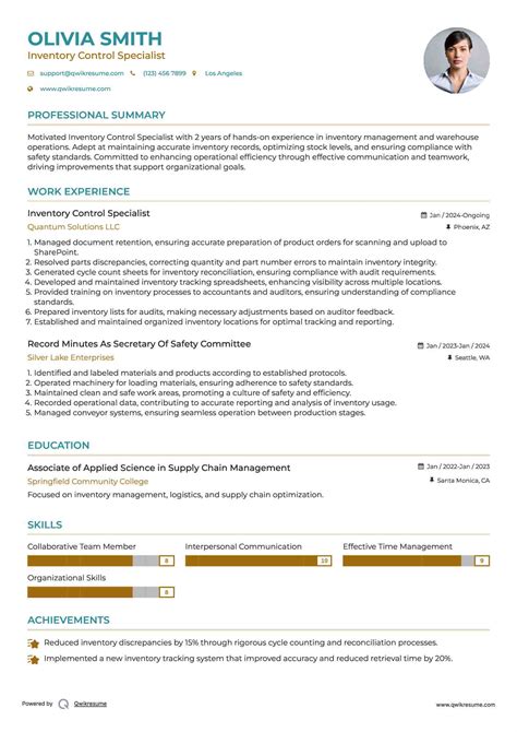 Inventory Control Job Description Sample