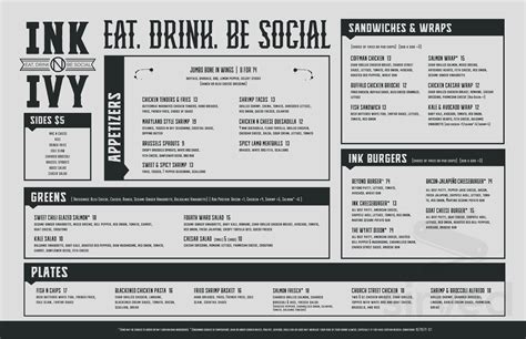 Ink N Ivy menu in Charlotte, North Carolina, USA