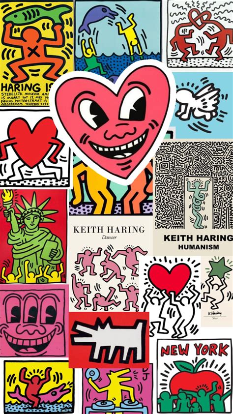 Keith haring love pop art poster print canvas keith haring heart keith ...