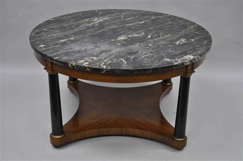 Antique Round Marble-Top Empire Style Coffee Table Mahogany Black ...
