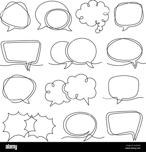 One line speech bubbles. Art drawing conversations messages, feedback ...