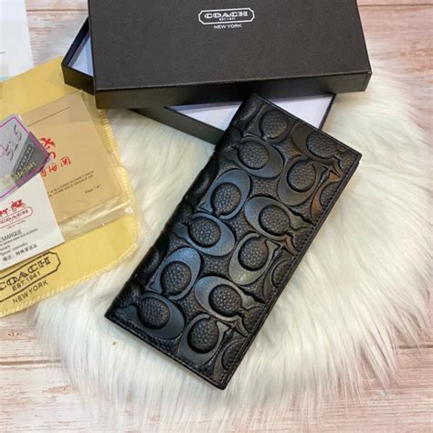 Designer Coach Leather Men Long Wallet Textured Black ( Made in Italy ...