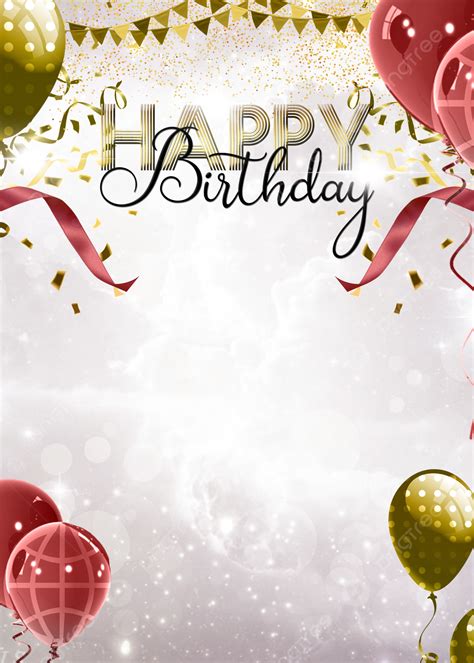 Golden And Red Simple Style Balloon With Ribbon Spot Happy Birthday ...
