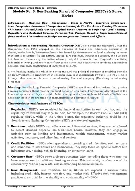 Unit 5: Non-Banking Financial Companies (NBFCs) & Forex Market Overview ...