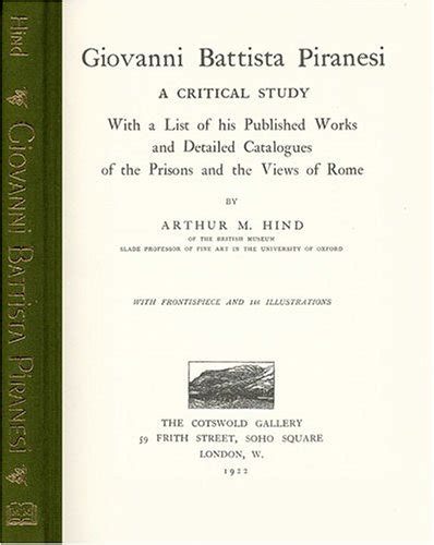 Buy Giovanni Battista Piranesi, a Critical Study: with a List of His ...