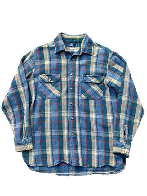 80's Levi's heavy flannel shirt (size:L)bsh-171 | FABRIC used clothing ...