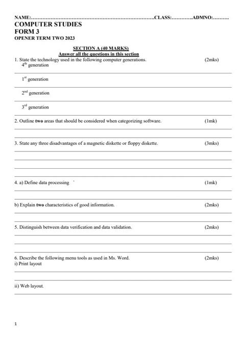 Form 3 Computer Exams 的图像结果