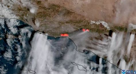 Wildfires burning in the Los Angeles area visible from space ...