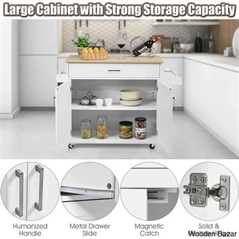 Clemmie Wood Kitchen Island Kitchen trolley cart cabinet kitchen islan