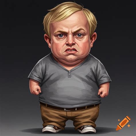 Image of a short, angry person with blonde hair, grey shirt, and tan ...