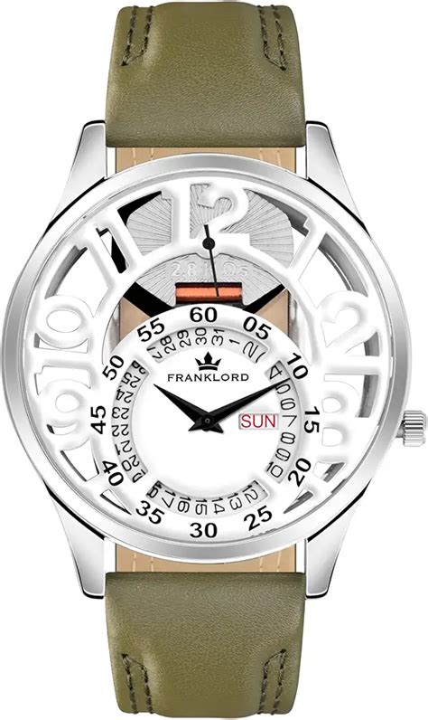 Franklord Skeleto Anatomy Side Second Watch | White Dial & Green ...