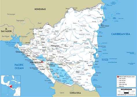 Nicaragua Map (Road) - Worldometer