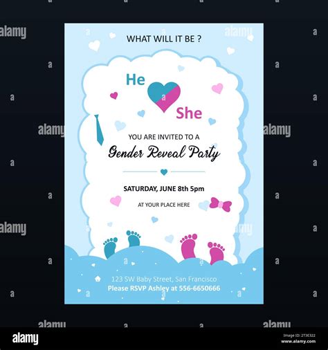 A vector illustration of Gender Reveal Party Invitation Card Stock ...