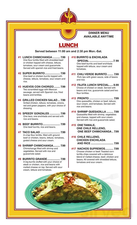 Menu for La Hacienda in Opelousas, Louisiana, United States