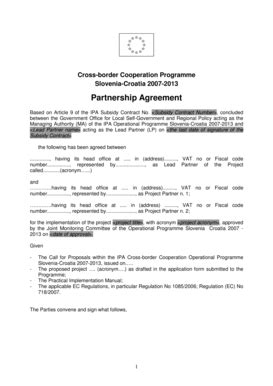 Fillable Online Partnership Agreement - instrument for pre accession ...