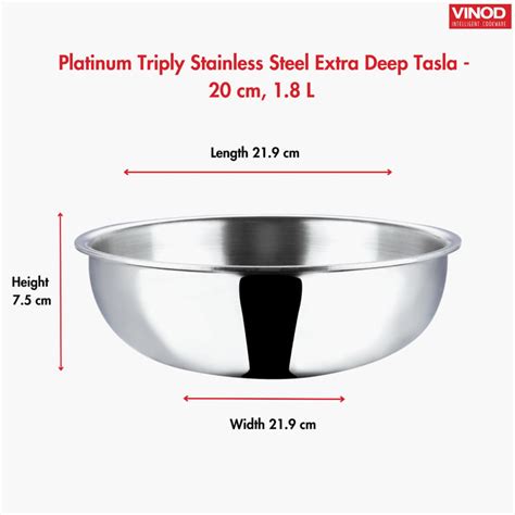 Buy VINOD Platinum Triply Stainless Steel Tasla - 1.5L from Vinod at ...