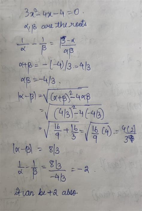 if alpha and beta are zeros of polynomial 3 x square minus x minus 4 ...