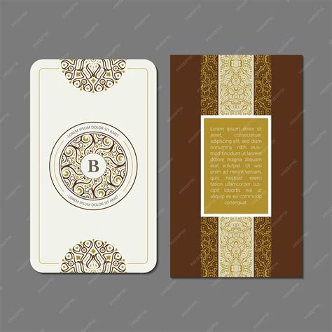 Elegant ornamental card template with letter initial branding and ...