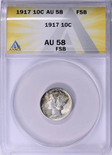 1917 Mercury Dime ANACS AU-58 FB (Toned) (Item 1777232 ...