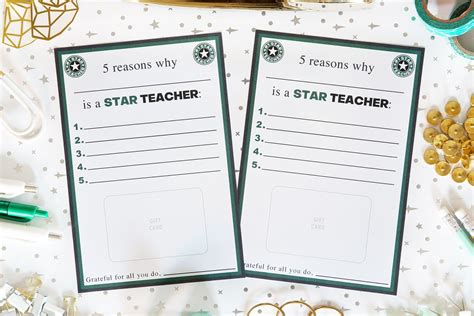 Starbucks Teacher Gifts (with Free Printables Gift Card Holder!)