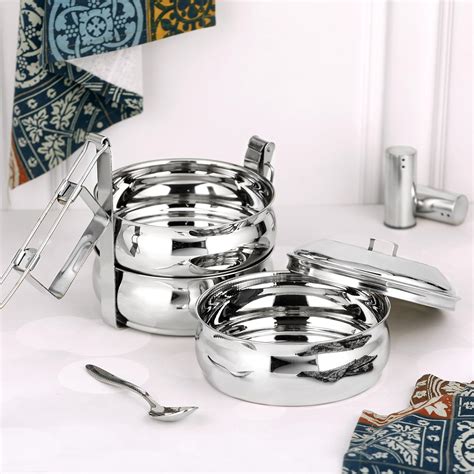 Buy Chakmak Belly Tiffin Lunch Box 3 Tier (400Ml Each) |Steel Lunch Box ...