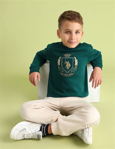 Buy Boys Boys Appliqued Sweatshirt Green|U.S. Polo Assn. India