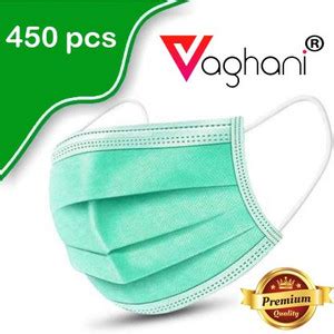 Vaghani 3 Ply Surgical Mask (450 Piece) ( Green ) Surgical Mask With ...