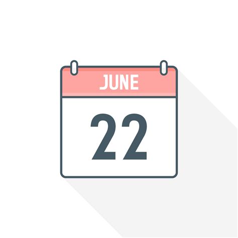 22nd June calendar icon. June 22 calendar Date Month icon vector ...
