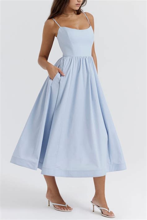 Fevronia soft blue corset midi sundress – OUTCAST