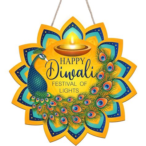 HASTHIP 9.84 in Diwali Door Hanging with Wood Peacock Sign– Hasthip