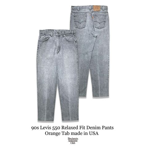 90s Levis 550 Relaxed Fit Black Fade Denim Pants Orange Tab made in USA ...