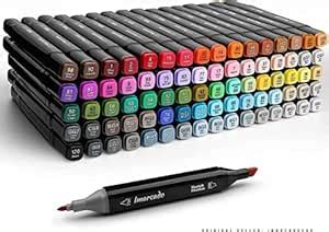 Rizbix 48 Colors Marker Pen Set, Permanent Dual Tips Marker Pens Art ...