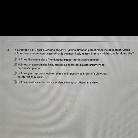 In paragraph 3 of Texas v. Johnson Majority Opinion, Brennan ...