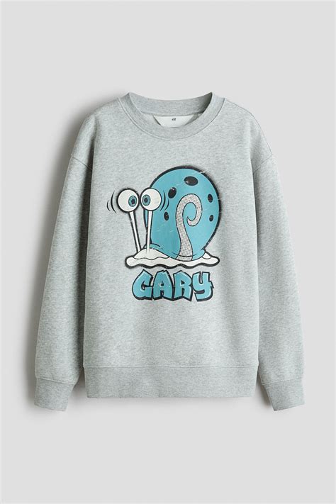 Grey marl/SpongeBob Print-motif sweatshirt for kids | H&M IN