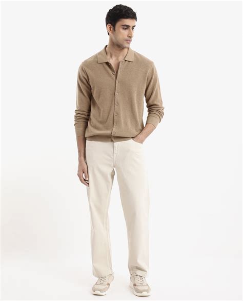 Rare Rabbit Men's Alias-N Beige Cotton Plain Regular Fit Full Sleeve C