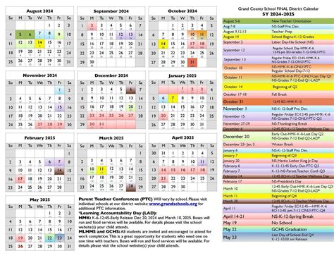 Final 2024/25 School Year Calendar | Grand County School District