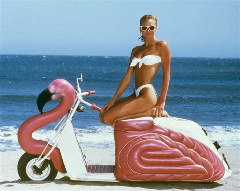 Janet Jones In The Flamingo Kid Glamorous White Summer Look On Scooter ...