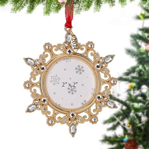 Amazon.com: Christmas Tree Ornament Photo Frame Ornament Metal : Home ...