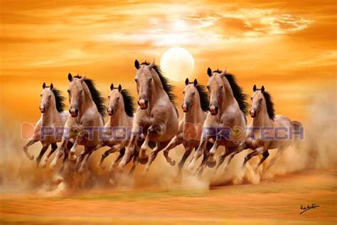 042 Best Brown seven running horses painting | 7 horses vastu